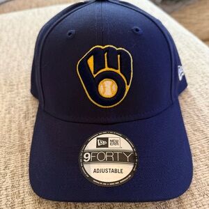 NWT New Era Stitched Logo Milwaukee Brewers 9FORTY MLB Baseball Ball Cap Hat R17